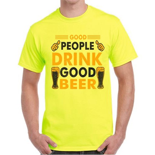 Men's Drink Beer Good Graphic Printed T-shirt