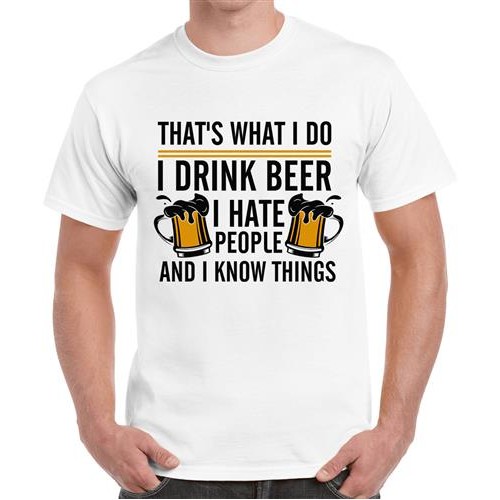 Men's Drink Beer Hate Graphic Printed T-shirt