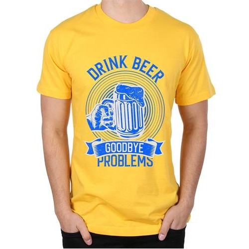Men's Drink Beer Problems Graphic Printed T-shirt