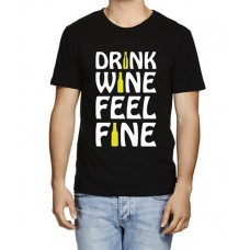 Men's Drink Wine Fine Graphic Printed T-shirt