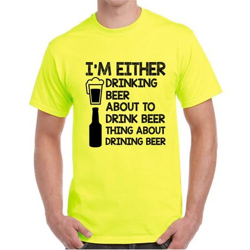 Men's Drinking Beer Drink Beer Graphic Printed T-shirt