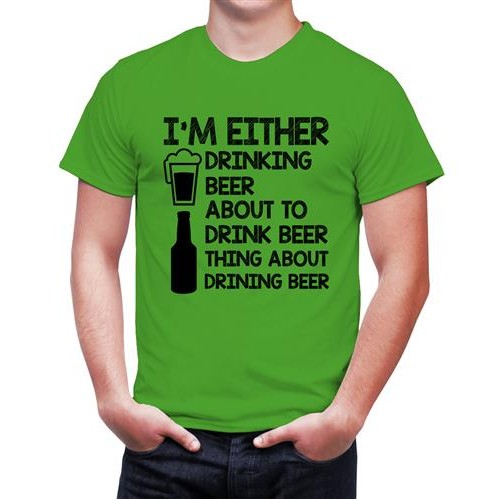 Men's Drinking Beer Drink Beer Graphic Printed T-shirt