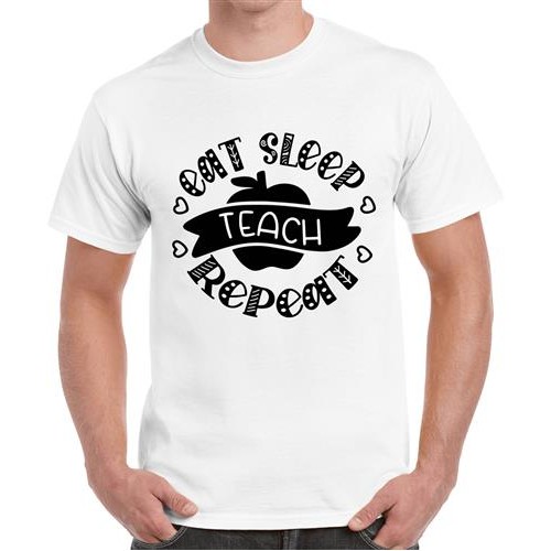 Men's Eat Sleep Teach Graphic Printed T-shirt