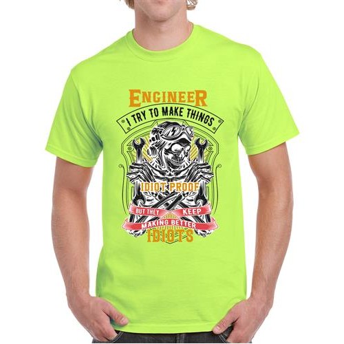 Men's Engineer Proof Idiots Graphic Printed T-shirt