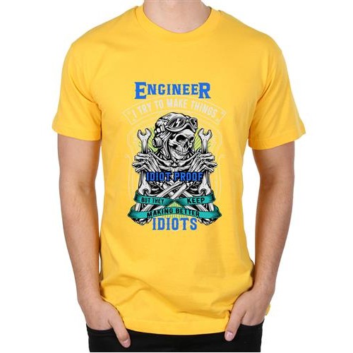 Men's Engineer Proof Idiots Graphic Printed T-shirt