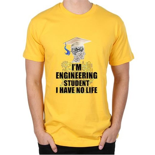 Men's Engineering No Life Graphic Printed T-shirt