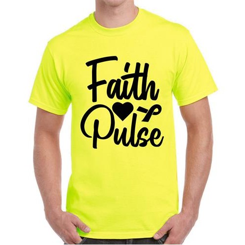 Men's Faith Heart Pulse Graphic Printed T-shirt