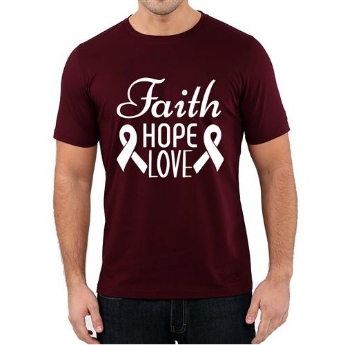 Men's Faith Hope Ribbon Graphic Printed T-shirt