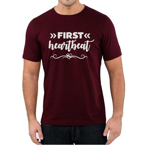 Men's First Heart Beat Graphic Printed T-shirt