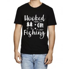 Men's Fishing Hooked Graphic Printed T-shirt