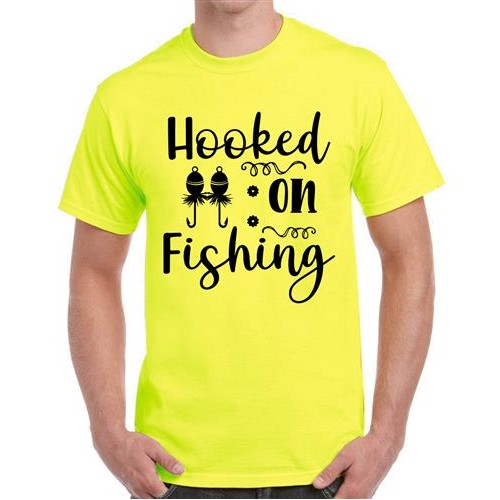 Men's Fishing Hooked Graphic Printed T-shirt