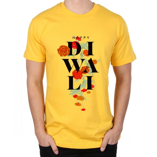 Men's Flower Diwali Graphic Printed T-shirt