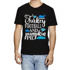 Turkey Football And Pumpkin Pie Graphic Printed T-shirt