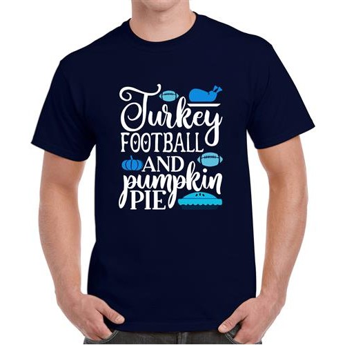 Turkey Football And Pumpkin Pie Graphic Printed T-shirt