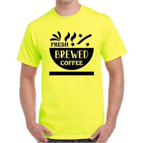 Men's Fresh Brewed Graphic Printed T-shirt
