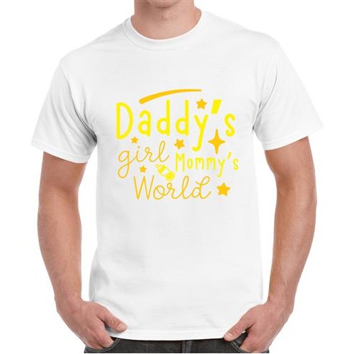 Men's Girl World Dad Graphic Printed T-shirt