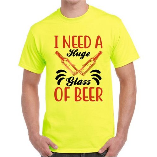 Men's Glass Beer Graphic Printed T-shirt