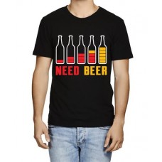 Men's Glass Recharge Need Beer Graphic Printed T-shirt