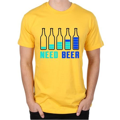 Men's Glass Recharge Need Beer Graphic Printed T-shirt