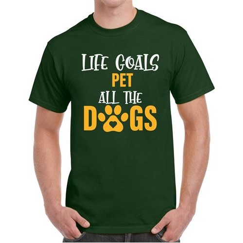 Men's Goals Pet Dogs Graphic Printed T-shirt