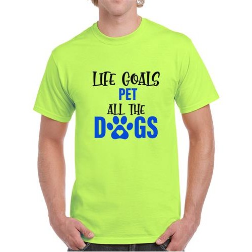 Men's Goals Pet Dogs Graphic Printed T-shirt