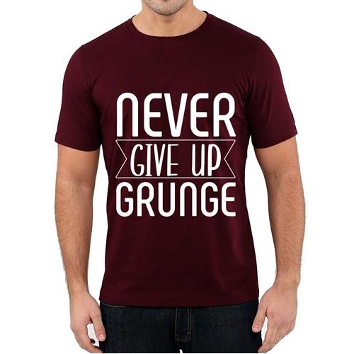 Men's Grunge Never Graphic Printed T-shirt