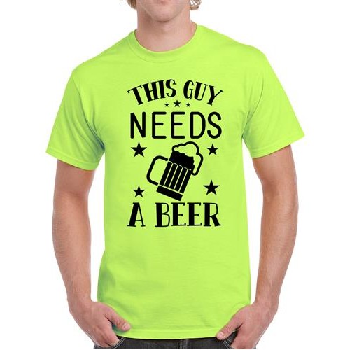 Men's Guy Needs Beer Graphic Printed T-shirt