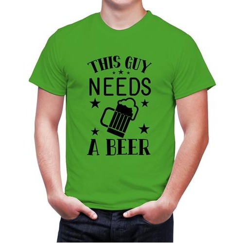 Men's Guy Needs Beer Graphic Printed T-shirt