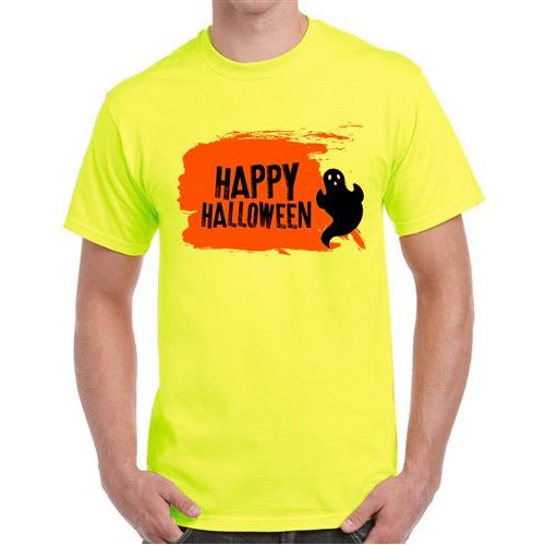 Men's Happy Halloween Ghost Graphic Printed T-shirt