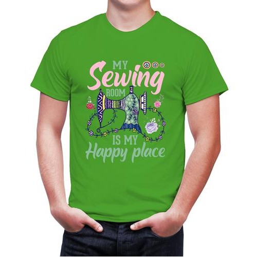 Men's Happy Sewing Graphic Printed T-shirt