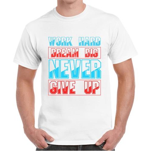 Men's Hard Never Give Up Graphic Printed T-shirt