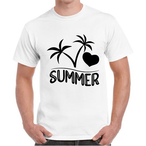 Men's Heart Coconut Summer Graphic Printed T-shirt