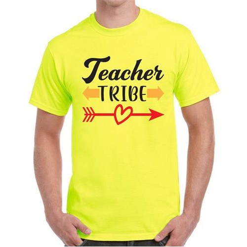 Men's Heart Teacher Tribe Graphic Printed T-shirt