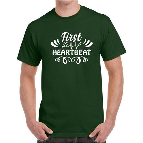 Men's Heartbeat First  Graphic Printed T-shirt