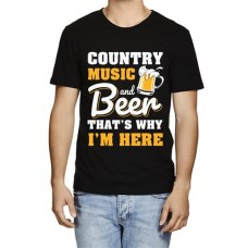Men's Here Beer Music Graphic Printed T-shirt
