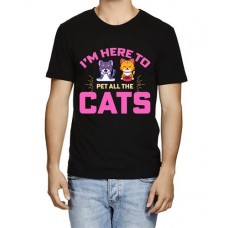 Men's Here Cats Pet Graphic Printed T-shirt