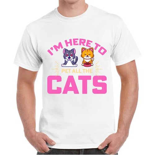 Men's Here Cats Pet Graphic Printed T-shirt