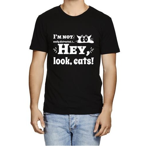 Men's Hey look Cats Graphic Printed T-shirt