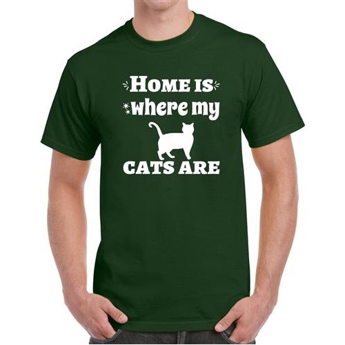 Men's Home Cats Graphic Printed T-shirt