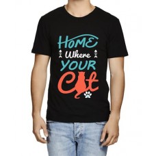 Men's Home Your Cat Graphic Printed T-shirt