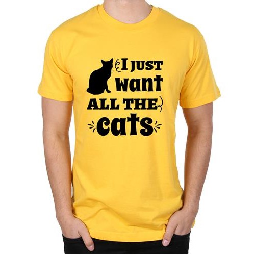 Men's Just Want Cats Graphic Printed T-shirt