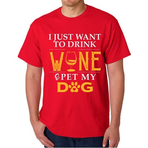 Men's Just Want Wine Graphic Printed T-shirt