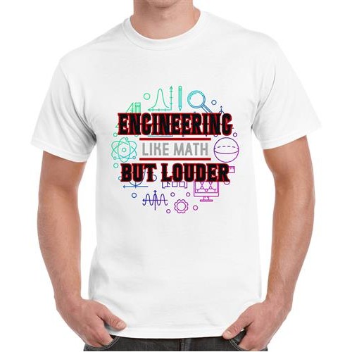 Men's Math Louder Engineer Graphic Printed T-shirt