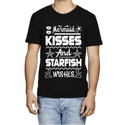 Mermaid Kisses And Starfish Wishes Graphic Printed T-shirt