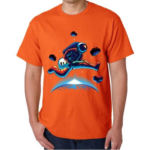 Men's Music Astronaut Graphic Printed T-shirt