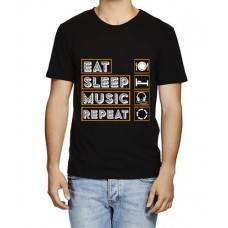 Men's Music Eat Sleep Graphic Printed T-shirt