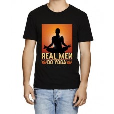 Men's Real Men Yoga Graphic Printed T-shirt