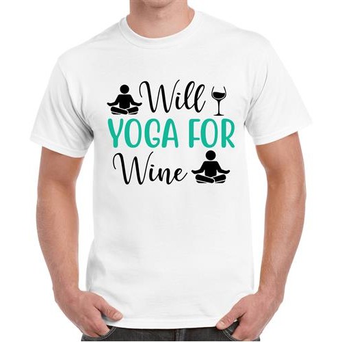 Men's Wine Will Yoga Graphic Printed T-shirt