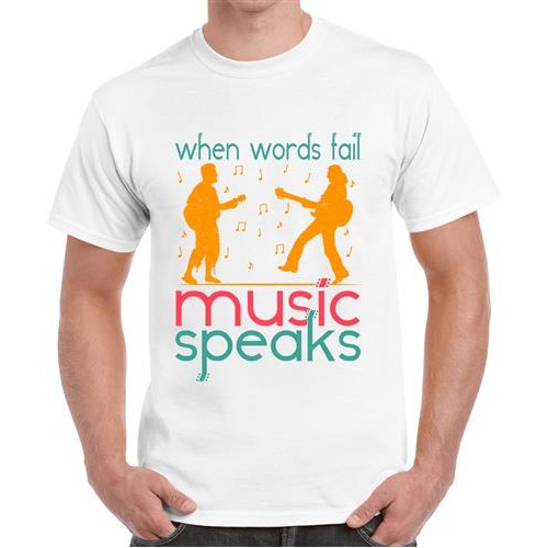Words Fail Music Speaks Graphic Printed T-shirt