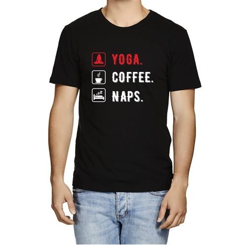 Men's Yoga Naps Coffee Graphic Printed T-shirt